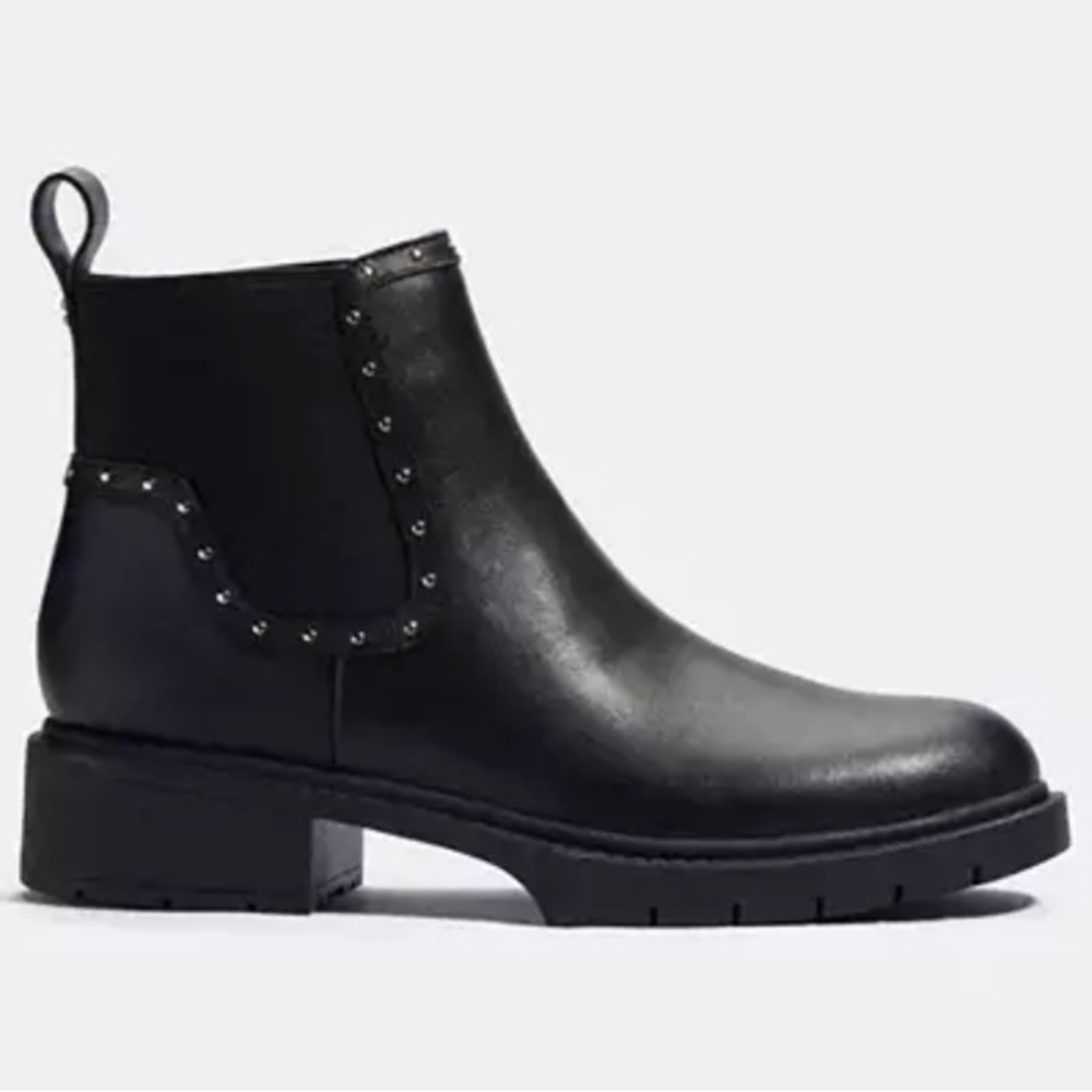 NEW in box- Coach Lory black Cowboy Stud Studded Boot Booties!!!